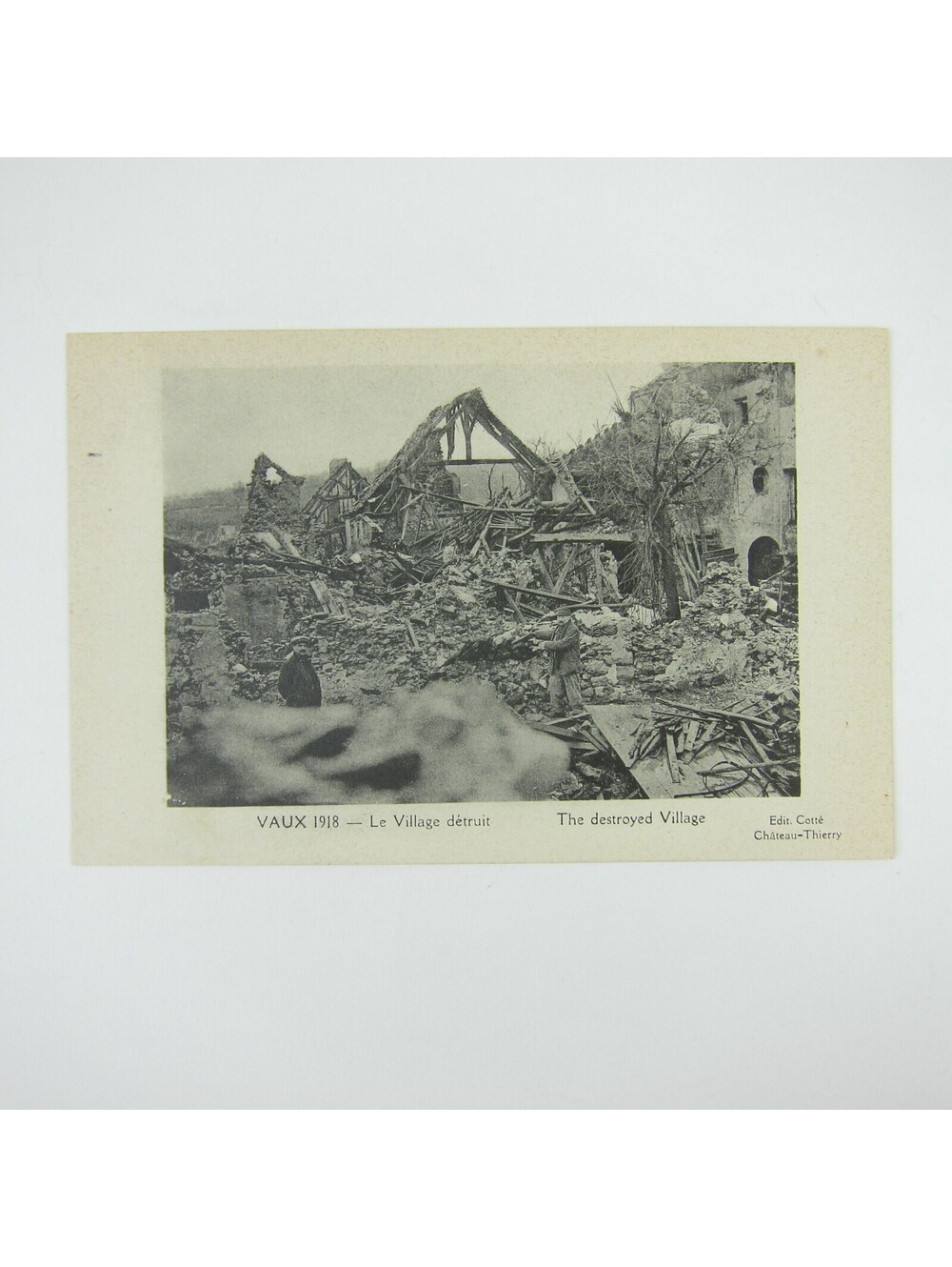 Postcard Vaux France 1918 Destroyed Village Chateau Thierry WWI Antique RARE